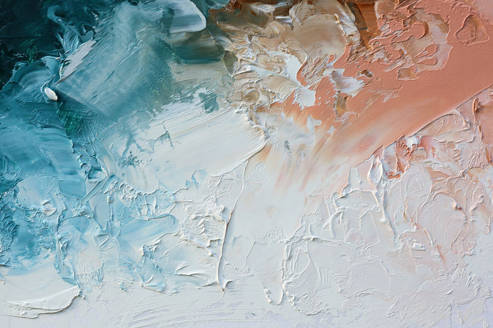 En målad tavla med tjocka lager färg